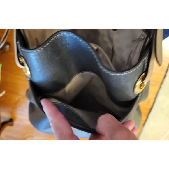 Michael Kors Gray Leather Satchel Handbag Purse Gold Hardware - Picture 8 of 15